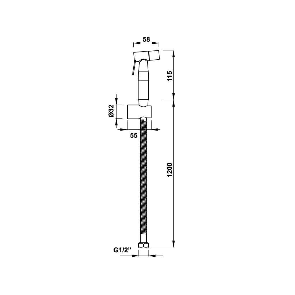 Vòi xịt vệ sinh có giá đỡ và dây sen 120 cm