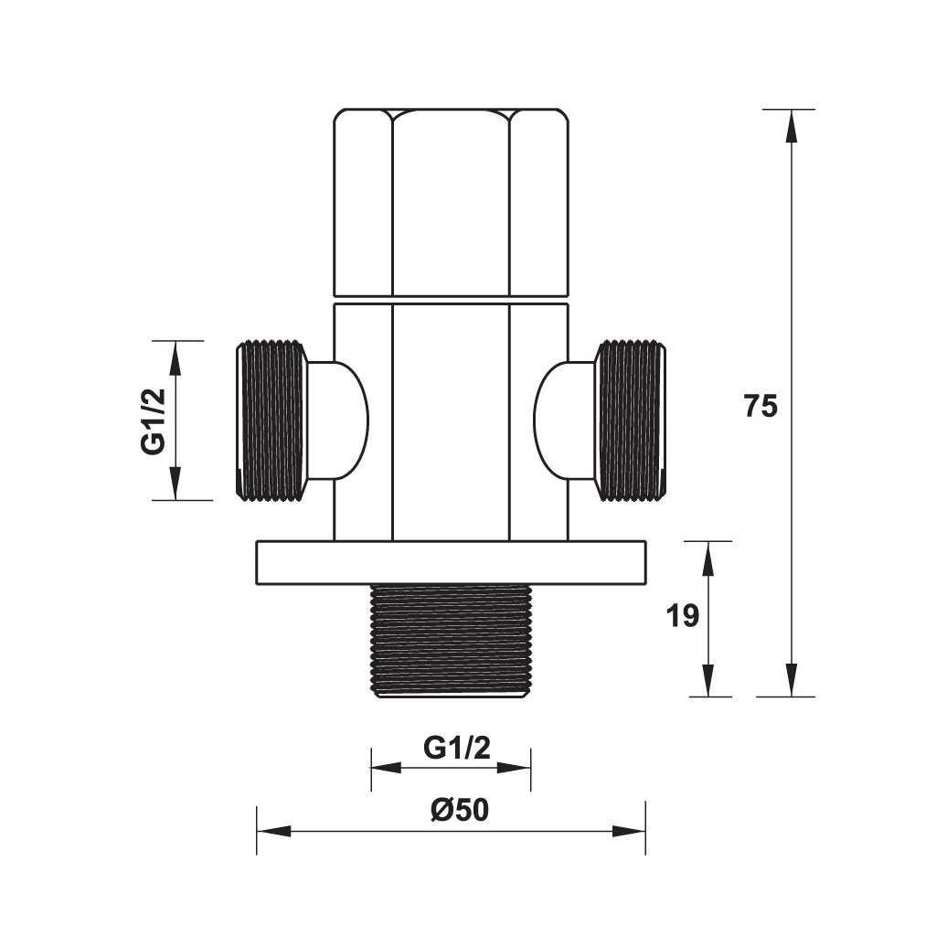 Van khóa nước dạng lục giác 2 đường nước