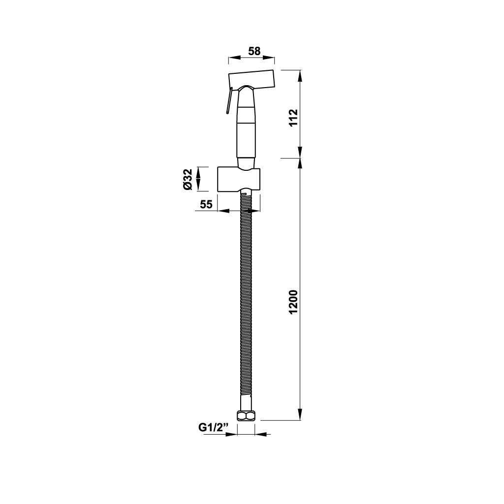 Vòi xịt vệ sinh có giá đỡ và dây sen 120 cm