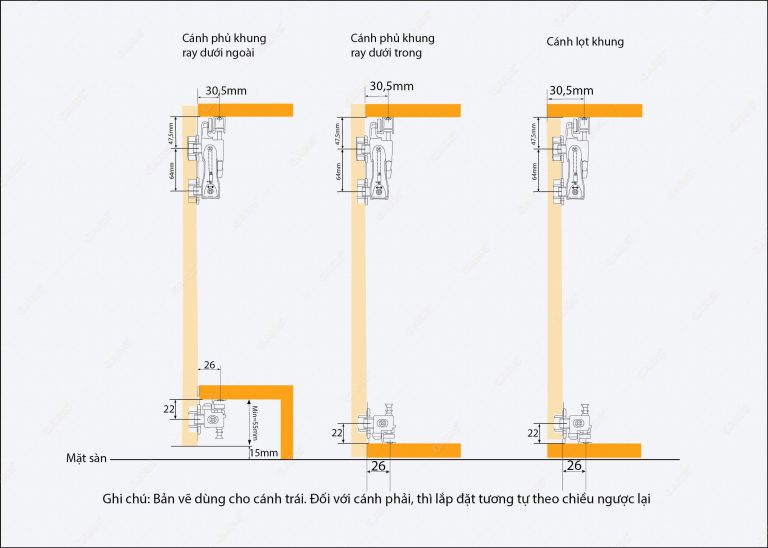 RAY TRƯỢT CỬA LÙA – CÁNH GẬP GR68.1